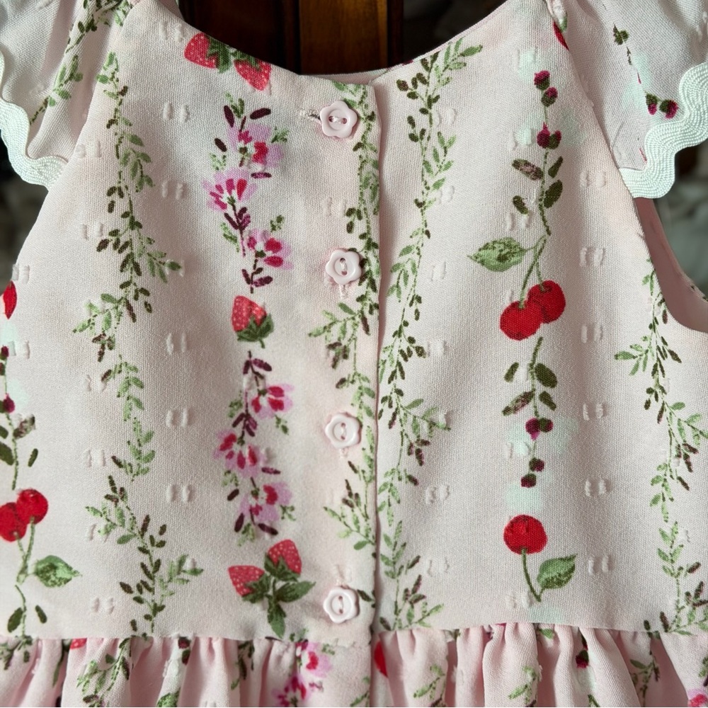 New Girls Pink Ruffle Dress with Ric Rac Trim - Picture 11 of 12